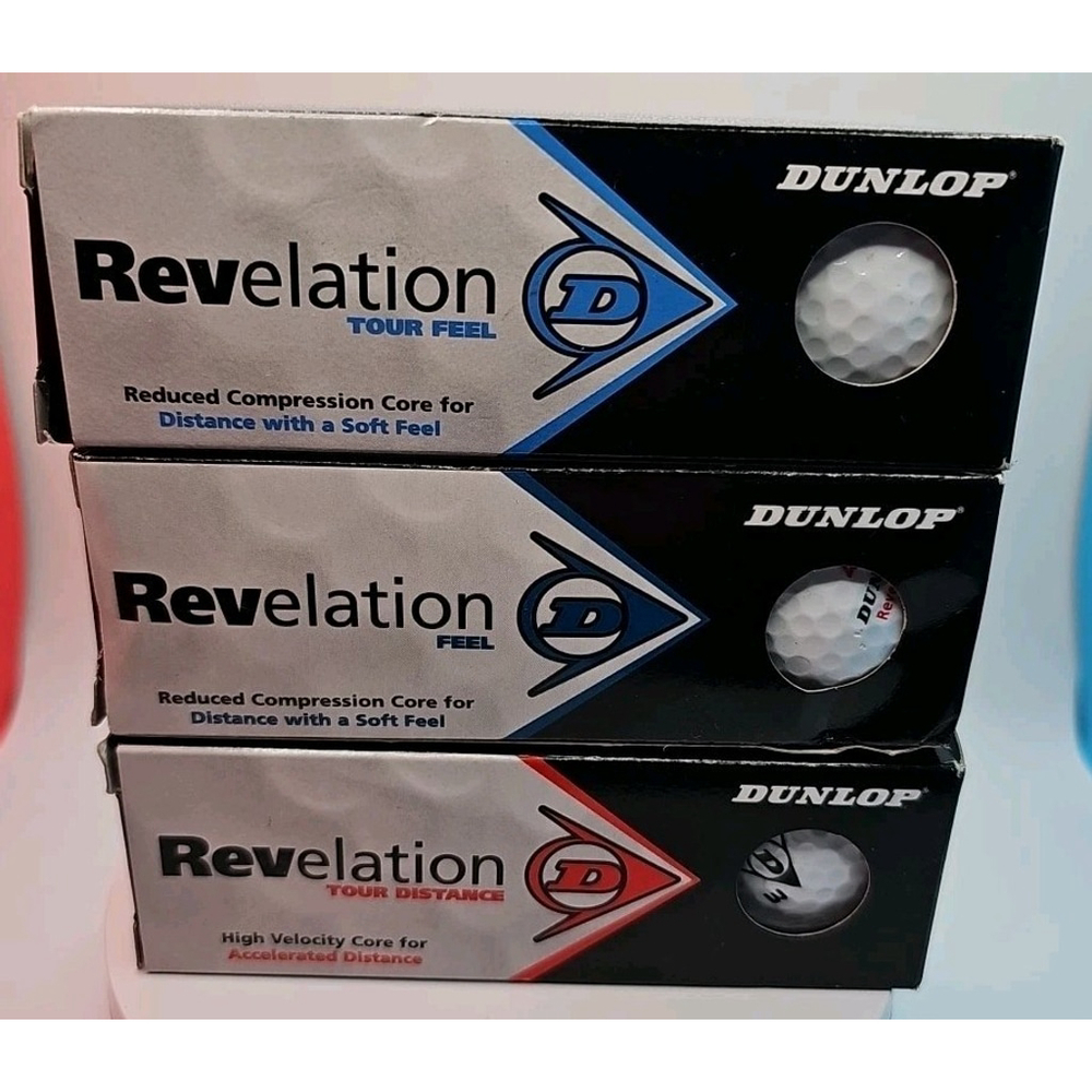 Lot Of 9 Dunlop Revelation Golf Balls 3 Packs Of 3 | Tour Distance, Tour Feel &
